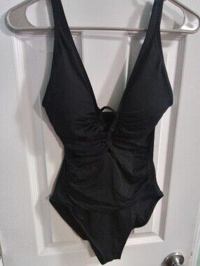 Ralph Lauren Black  One-Piece Swimsuit - Classic Ruched Front